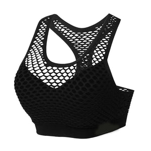 Mesh Hollow Hit Color Sports Fitness Bra