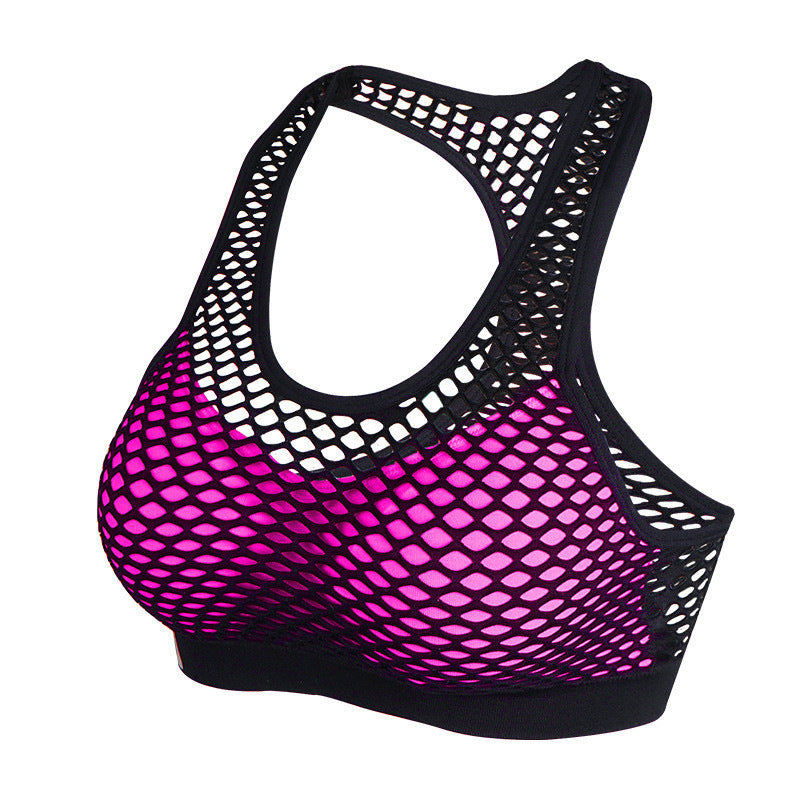 Mesh Hollow Hit Color Sports Fitness Bra