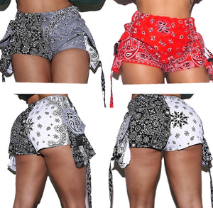 Stretch High Waisted Bandana Shorts Women Harajuku Summer Bottoms Sexy Pocket Aesthetic Fitness