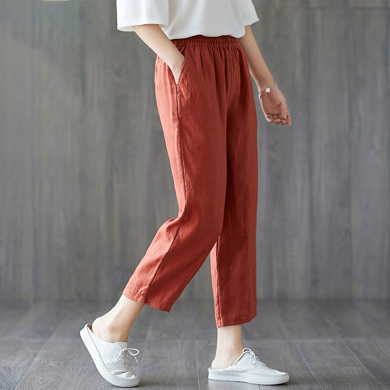 Spring And Autumn New Cropped Trousers Women Casual Pants