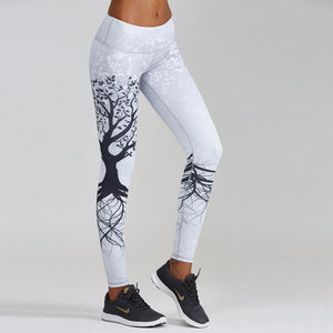 Printed Black Big Tree Buttocks High Waist Sports Fitness Yoga Wear Leggings