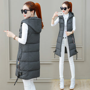 Slim Mid-length Down Cotton Vest Jacket