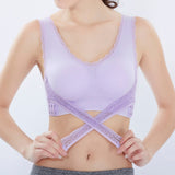 Front Cross Side Buckle Lace Edge No Steel Ring Sports Bra Super Close Adjustable Breast Support Yoga Running Vest