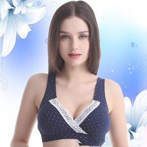 Pure Cotton Pregnant And Lying-In Women No Steel Ring Sleep Nursing Cross Bra