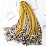 Men's And Women's Cotton Scarf Casual Leopard Print Long Gauze Scarf