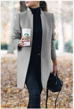 Autumn And Winter New Style European And American Fashion Solid Color Stand-Up Collar Woolen Blazer