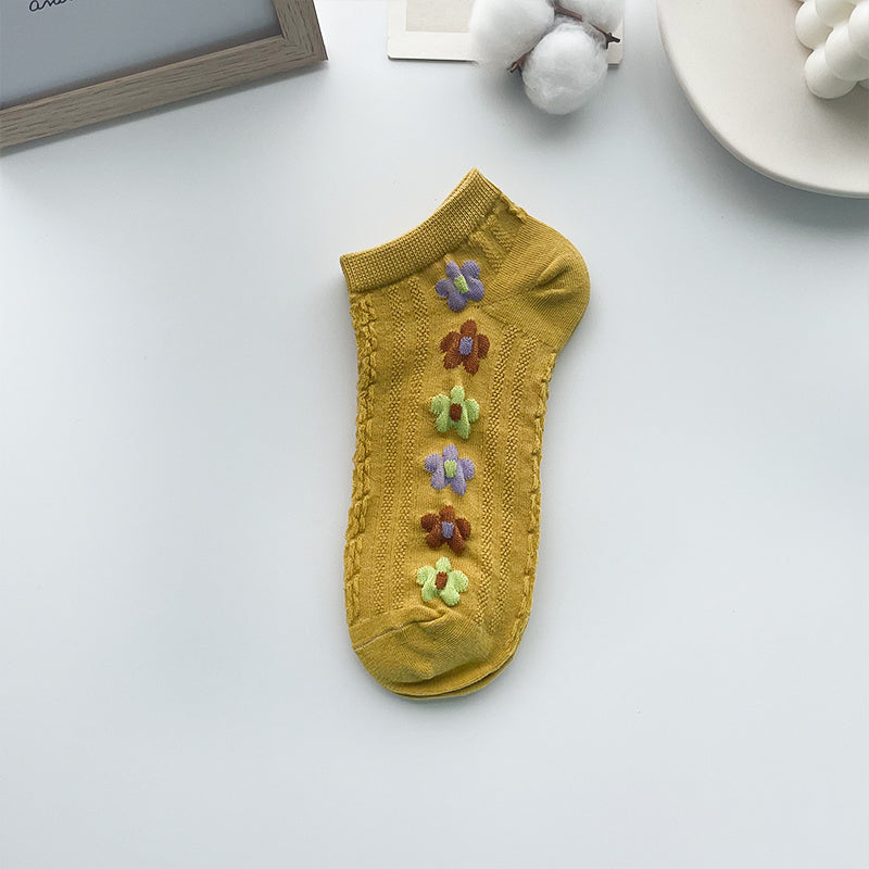 Retro Socks Shallow Mouth Flower Socks Women