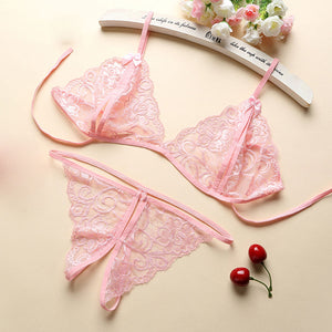 Sexy Lingerie Chiffon Underwear Sleepwear Lingerie Hot Erotic Bra G-string Garter Set