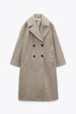 Temperament Commuting Lightly Cooked Wind Solid Color Lapel Woolen Coat