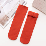 Women's Mid-calf Vertical Stripes Imitation Cashmere Fleece-lined Thickened Non-slip Warm Room Socks