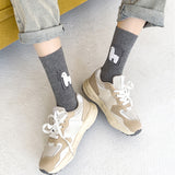 Spring And Autumn Tube Socks Cute Cartoon Black White Gray Alpaca Socks