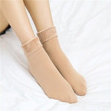 Autumn and winter socks men and women wild tube socks imitation nylon floor socks plus velvet thick snow socks