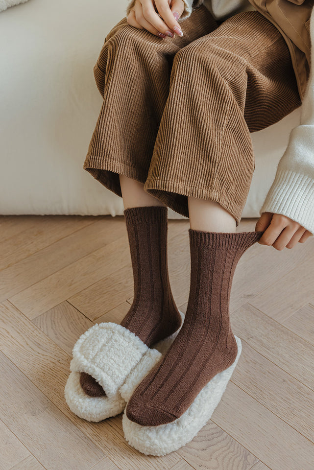 Women's Solid Color Anti-Pilling Wool Socks