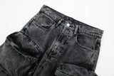 Temperament Leisure Multi-pocket High Waist Work Clothes Jeans