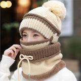 Hat Female Winter Wool Hat Outdoor Thick Warm Winter Hat Riding Windproof Hat Bib Mask Cap Head Cap