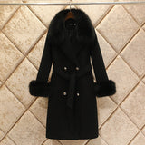 Slim-fit Large Fur Collar Lengthened Thick Woolen Coat