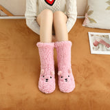 New Winter Female Floor Coral Thickening Plus Velvet Warm Home Sleep Confinement Christmas Socks Cute Kawaii Popsocket