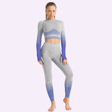 LANTECH Women Yoga Sets Gym Fitness Athletic 2 Pcs Sports Suits Set Pants Leggings Sportswear Leggings Seamless Sports Shirts