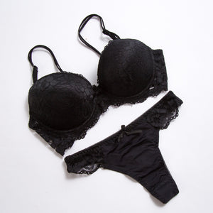 Oversized lace bra and thong set