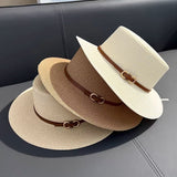 Flat Straw Hat Women's Summer Seaside UV Protection