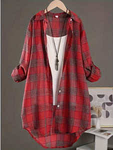 Plaid Shirt Women's Long Sleeve Casual Foreign Style Long Fashion Loose Shirt Jacket