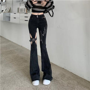 Fashion Hollowed-out Ripped Jeans For Women