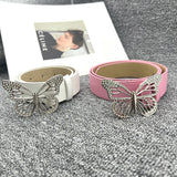 Rhinestone Butterfly Metal Snap Belt For Women