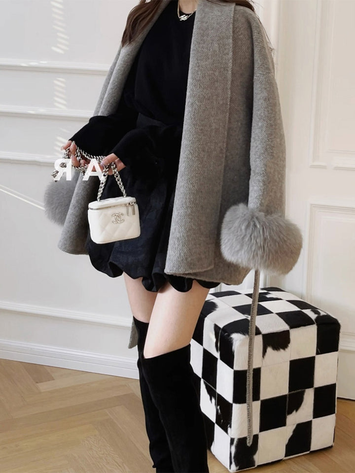 Fox Fur Double-sided Cashmere Coat