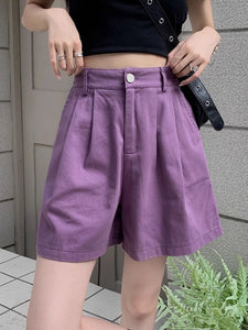 Corduroy Casual Shorts Women's High Waist Loose