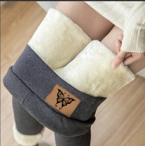 Kitten Lamb Velvet Black And Grey Leggings