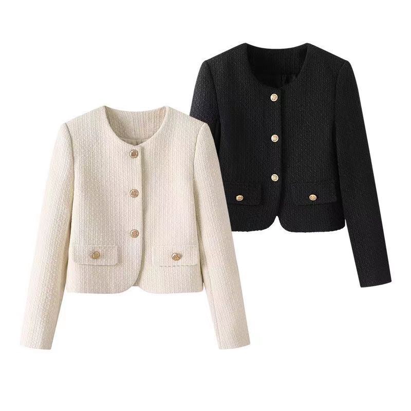 French Style Retro Crew Neck Coat For Women