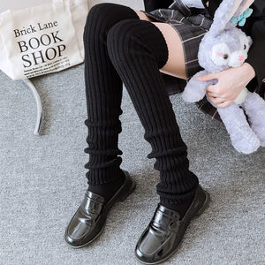 Solid Color Knitted Socks Stockings