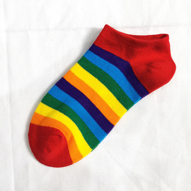 Rainbow Short Tube Low Top Doll Unisex Ins Trend Trendy Socks