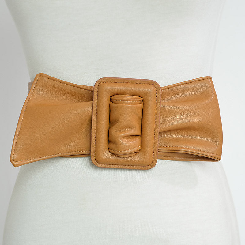 Sheepskin wide belt women