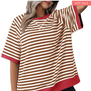 Women's Casual Versatile Striped Loose T-shirt