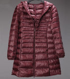 Lightweight Down Jacket Mid-length, Autumn And Winter Hooded Plus Fat Plus Size