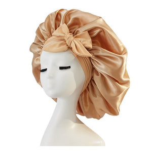 Satin Ribbon Round Bow Elastic Nightcap