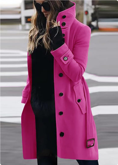 Women's Solid Color Slim-fit Woolen Coat