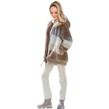 Women's Loose Plush Multicolor Hooded Jacket