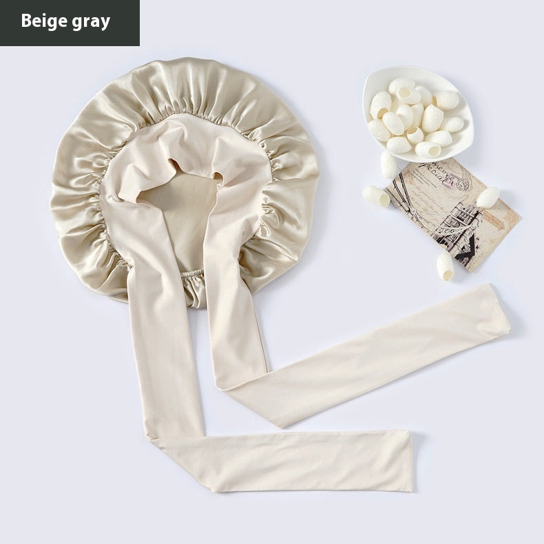 Wide-brimmed Lace-up Adjustable Elastic Large Silk Nightcap