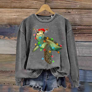 Women's Sweater 3D Digital Christmas Series Printed Crew Neck Sweatshirt