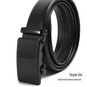 Men's Fashion Automatic Buckle Litchi Pattern Belt