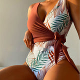 Women's Backless Contrast Colors Slimming Korean-style One-piece Tankini Swimsuit