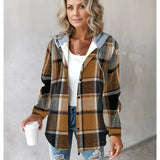 Women's Large Checks Style Women's Woolen Jacket Plaid