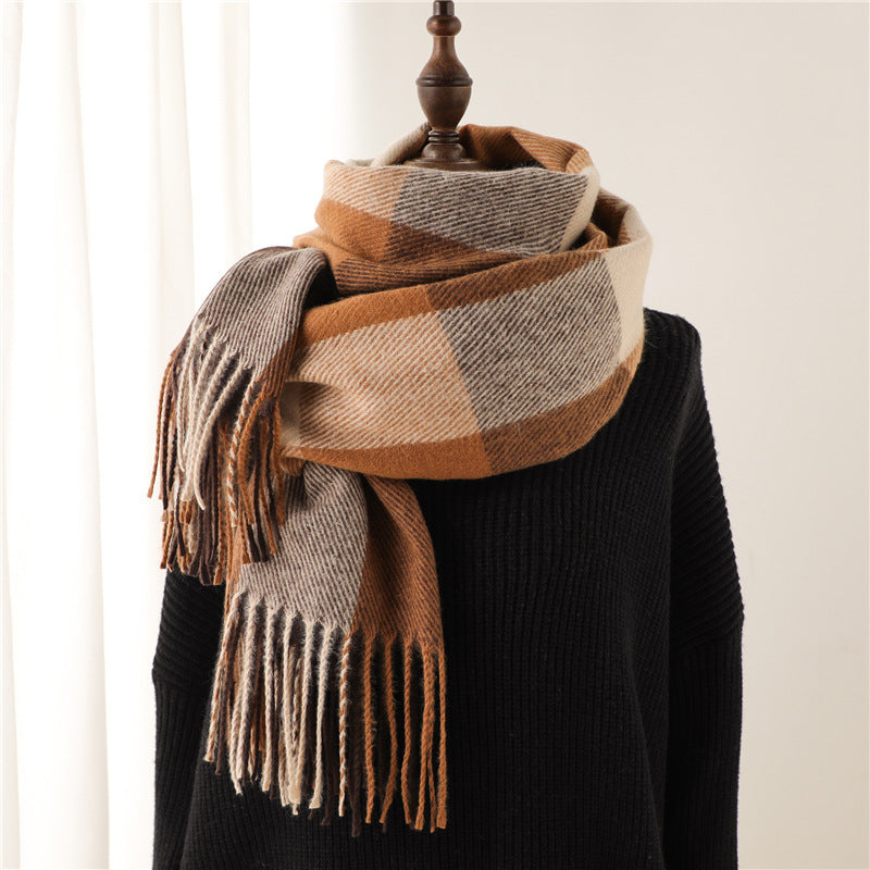 Thick Warm Outer Shawl Tassel South Korea Artificial Cashmere Scarf