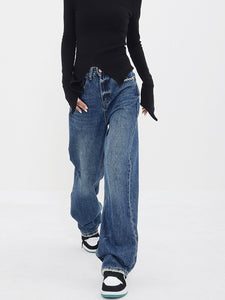 Women's Wide-leg Jeans Loose High Waist Drooping