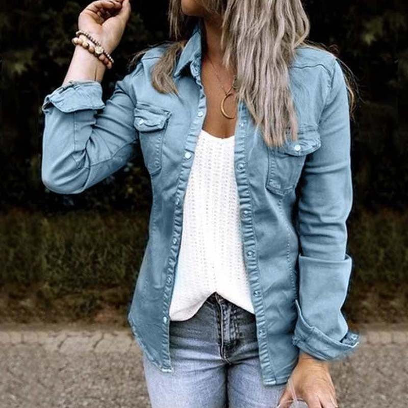 European and American mid-length denim jacket women