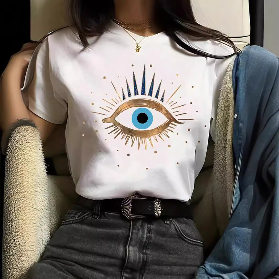 T-shirt Printing Casual Cute Eye Printing Short Sleeve