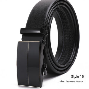 Men's Fashion Automatic Buckle Litchi Pattern Belt