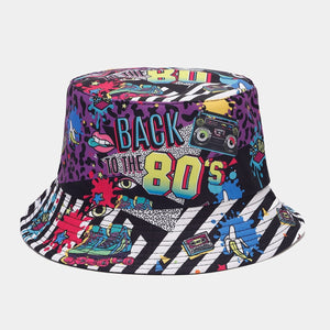 Graffiti Double-sided Bucket Hat Female Party Hip Hop Bucket Hat